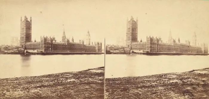 Framed Print : [Group of 5 Stereograph Views of the Houses of Parliament, London, England], 1850s-1910s