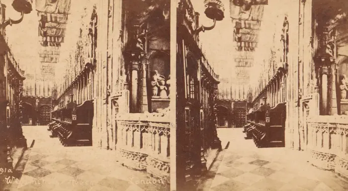Framed Print : Group of 5 Stereograph Views of Westminster Abbey, London, England, 1850s-1910s Framed Print : Group of 5 Stereograph Views of Westminster Abbey, London, England, 1850s-1910s