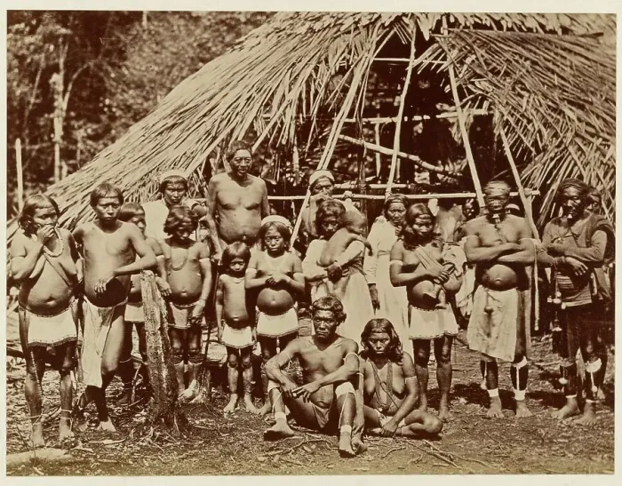 Framed Print : Group of Ackawoi Indians at Ay-Kuru on the Potaro River, Guyana, 1878. Creator: Sir Everard Ferdinand im Thurn Framed Print : Group of Ackawoi Indians at Ay-Kuru on the Potaro River, Guyana, 1878. Creator: Sir Everard Ferdinand im Thurn