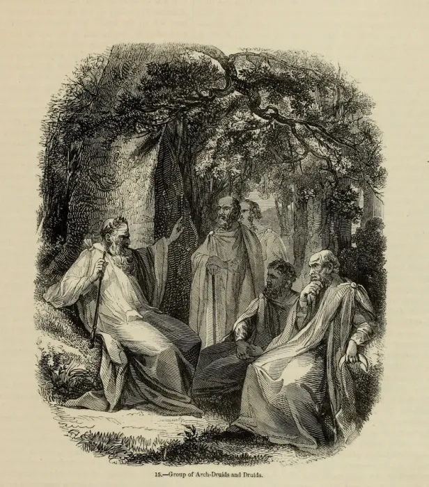 Framed Print : Group of Archdruids and Druids (From the book Old England: A Pictorial Museum), 1845. Artist: Anonymous Framed Print : Group of Archdruids and Druids (From the book Old England: A Pictorial Museum), 1845. Artist: Anonymous