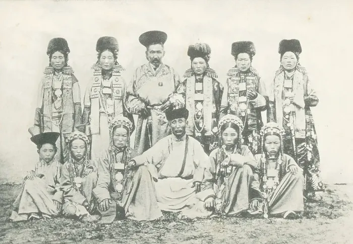Framed Print : A group of Buryats and Buryat women from the Selenga district, 1904-1917. Creator: Unknown Framed Print : A group of Buryats and Buryat women from the Selenga district, 1904-1917. Creator: Unknown