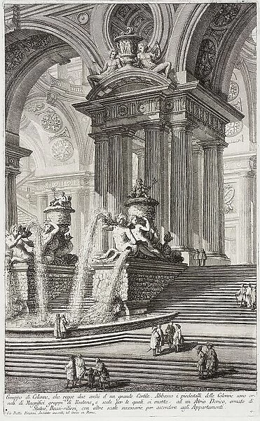 Group of columns which support two arches of a great courtyard... c1743. Creator: Giovanni Battista Piranesi