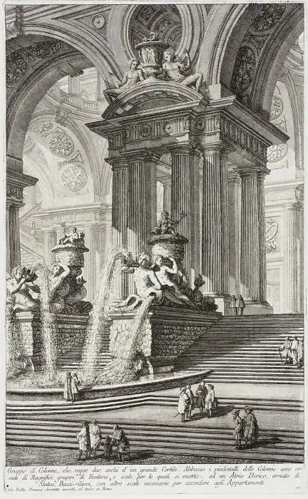 Framed Print : Group of columns which support two arches of a great courtyard... c1743. Creator: Giovanni Battista Piranesi Framed Print : Group of columns which support two arches of a great courtyard... c1743. Creator: Giovanni Battista Piranesi