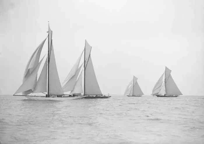 Framed Print : Group of Cruisers: Ma oona, Bloodhound, Sonya, & Creole. Creator: Kirk & Sons of Cowes Framed Print : Group of Cruisers: Ma oona, Bloodhound, Sonya, & Creole. Creator: Kirk & Sons of Cowes