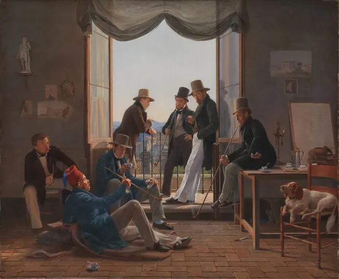 Framed Print : A Group of Danish Artists in Rome, 1837. Creator: Constantin Hansen Framed Print : A Group of Danish Artists in Rome, 1837. Creator: Constantin Hansen