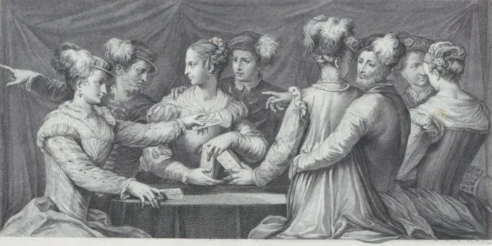 Framed Print : A group of elegantly dressed people playing cards, 1740-68 Framed Print : A group of elegantly dressed people playing cards, 1740-68