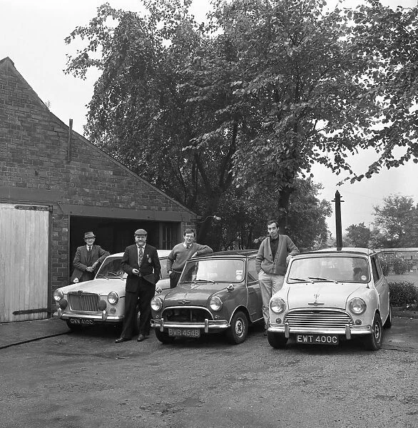 Group of friends with their cars, Mexborough, South Yorkshire, 1965