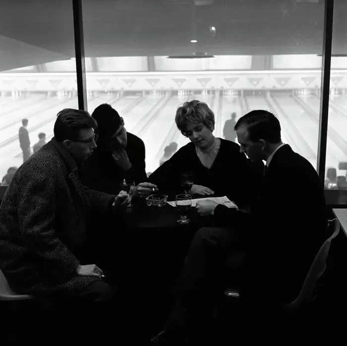Framed Print : Group of friends on a night out at Silver Blades Bowling Alley, Sheffield, South Yorkshire, 1964 Framed Print : Group of friends on a night out at Silver Blades Bowling Alley, Sheffield, South Yorkshire, 1964