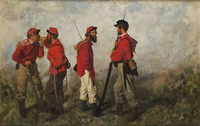 Framed Print : A group of Garibaldians, 1860. Creator: Palizzi; Filippo (1818-1899) Framed Print : A group of Garibaldians, 1860. Creator: Palizzi; Filippo (1818-1899)