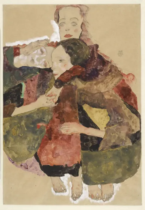 Framed Print : Group of Three Girls, 1911