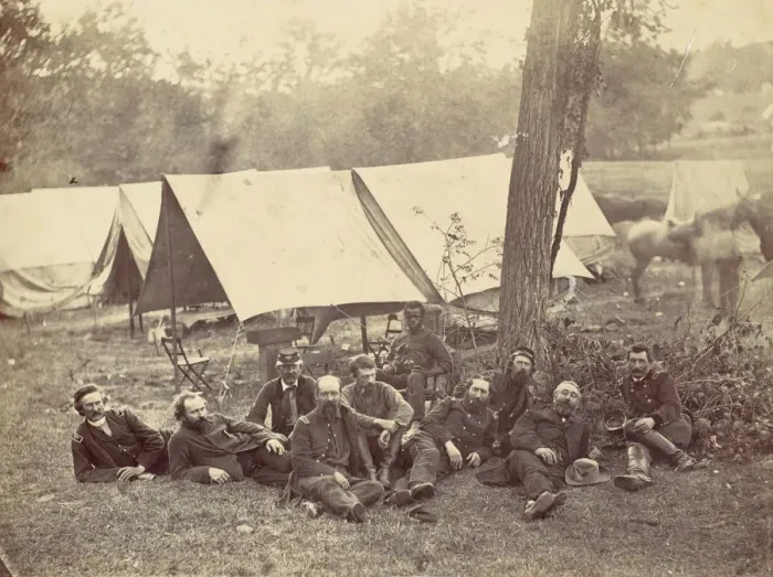 Framed Print : Group at Headquarters of the Army of the Potomac, Antietam, October 1862, 1862 Framed Print : Group at Headquarters of the Army of the Potomac, Antietam, October 1862, 1862