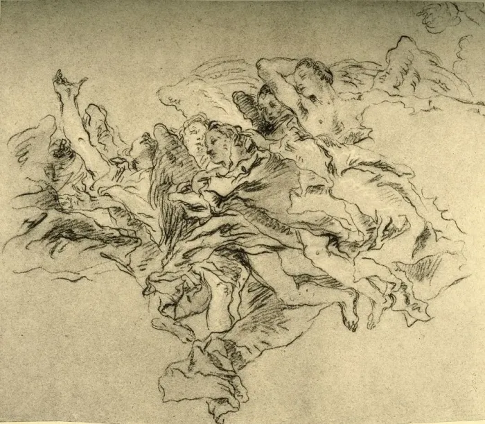Framed Print : Group of hovering Angels, c1755, (1928). Artist: Giovanni Battista Tiepolo Framed Print : Group of hovering Angels, c1755, (1928). Artist: Giovanni Battista Tiepolo