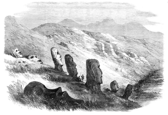 Framed Print : Group of images inside the crater of Otuiti, Easter Island, 1869. Creator: Unknown Framed Print : Group of images inside the crater of Otuiti, Easter Island, 1869. Creator: Unknown