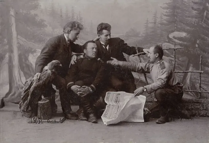 Framed Print : A group of men with the newspaper Irkutsk Vedomosti, 1905. Creator: Unknown. A group of men with the newspaper Irkutsk Vedomosti, 1905. Creator: Unknown Framed Print : A group of men with the newspaper Irkutsk Vedomosti, 1905. Creator: Unknown. A group of men with the newspaper Irkutsk Vedomosti, 1905. Creator: Unknown