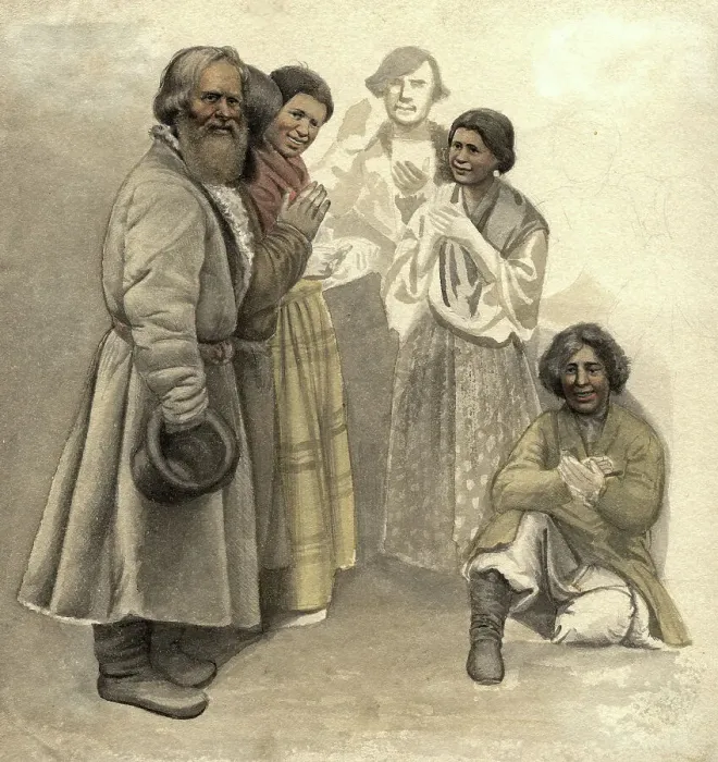 Framed Print : A group of men - Siberian peasants and gypsies, 2nd half of 19th century. Creator: Mikhail Znamensky Framed Print : A group of men - Siberian peasants and gypsies, 2nd half of 19th century. Creator: Mikhail Znamensky
