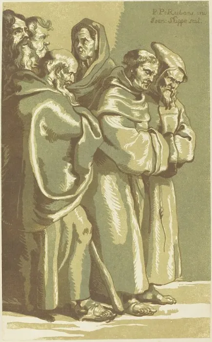 Framed Print : A Group of Monks and a Woman, 1780s. Creator: John Skippe Framed Print : A Group of Monks and a Woman, 1780s. Creator: John Skippe