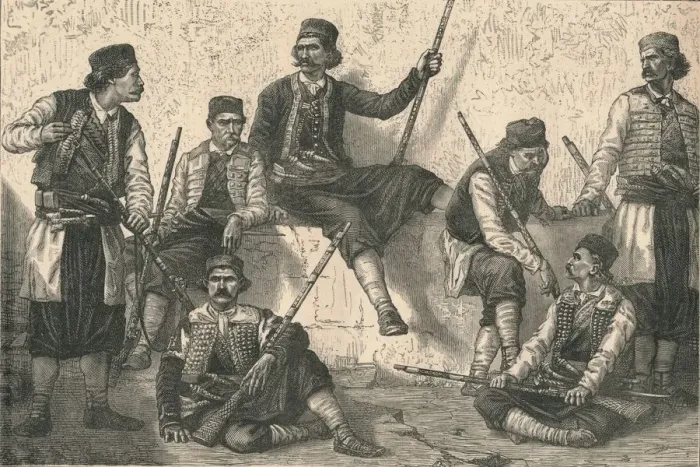 Framed Print : Group of Montenegrins, c1879. Creator: Unknown Framed Print : Group of Montenegrins, c1879. Creator: Unknown