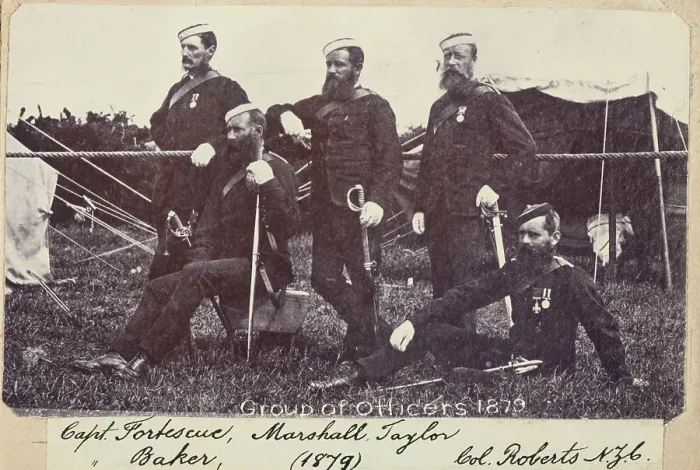 Framed Print : Group of Officers - Fortescue, Marshall, Taylor, Baker, Roberts, c.1900. Creator: William Francis Gordon Framed Print : Group of Officers - Fortescue, Marshall, Taylor, Baker, Roberts, c.1900. Creator: William Francis Gordon
