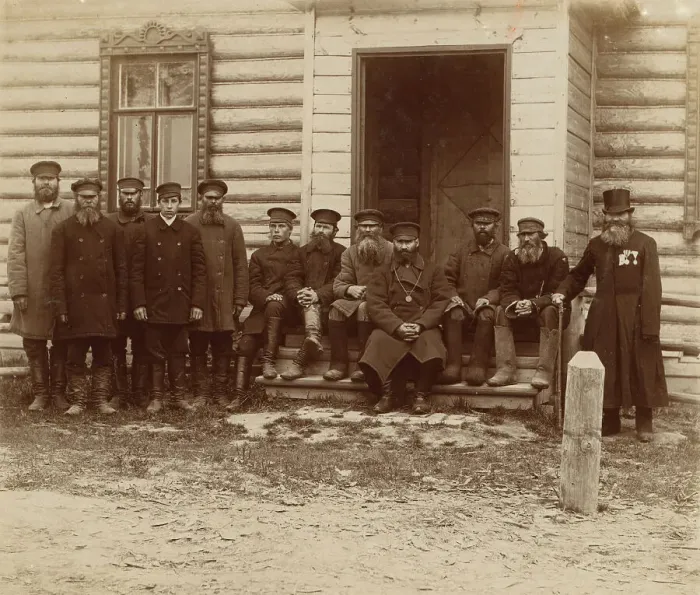 Framed Print : Group of peasants from Korobovo, 1910. Creator: Sergey Mikhaylovich Prokudin-Gorsky Framed Print : Group of peasants from Korobovo, 1910. Creator: Sergey Mikhaylovich Prokudin-Gorsky