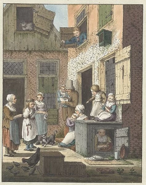 Group of people in front of a house, 1758-1808. Creator: Christina Chalon