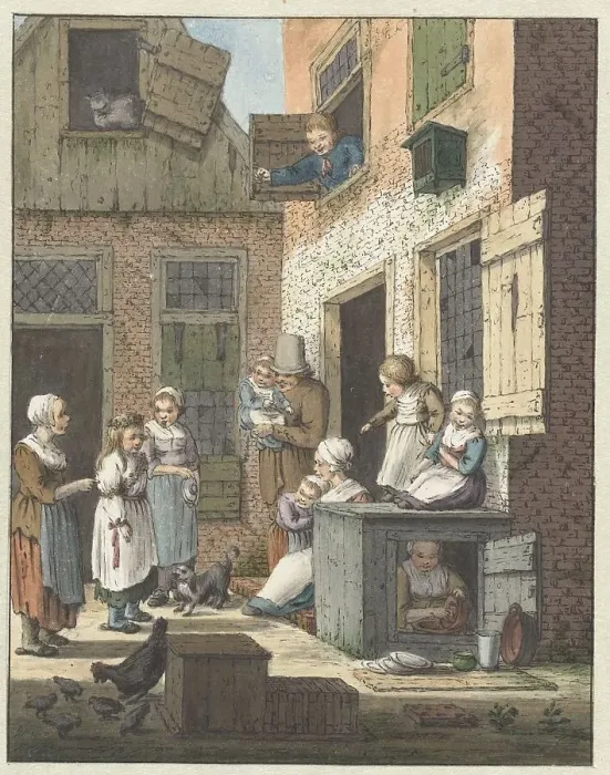 Framed Print : Group of people in front of a house, 1758-1808. Creator: Christina Chalon Framed Print : Group of people in front of a house, 1758-1808. Creator: Christina Chalon