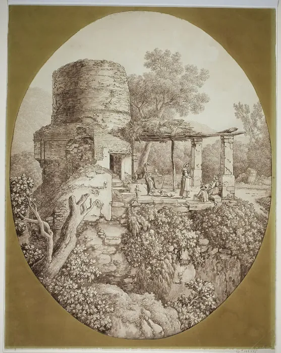 Framed Print : Group of People on a Terrace, 1797. Creator: Jacob Philip Hackert Framed Print : Group of People on a Terrace, 1797. Creator: Jacob Philip Hackert