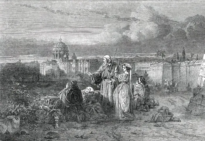 Framed Print : A Group of Pilgrims in Sight of St. Peter's, Rome'... 1850. Creator: Unknown. A Group of Pilgrims in Sight of St. Peter's, Rome'... 1850. Creator: Unknown Framed Print : A Group of Pilgrims in Sight of St. Peter's, Rome'... 1850. Creator: Unknown. A Group of Pilgrims in Sight of St. Peter's, Rome'... 1850. Creator: Unknown
