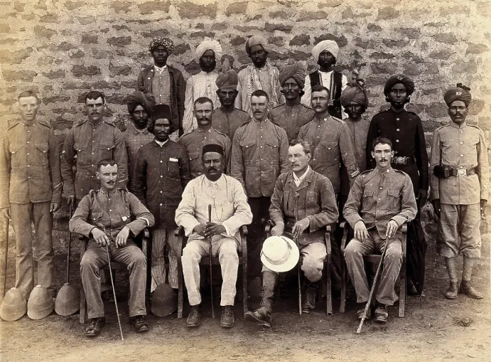 Framed Print : A group of plague staff, part of the Karachi Plague Committee, India, 1897. Creator: Unknown Framed Print : A group of plague staff, part of the Karachi Plague Committee, India, 1897. Creator: Unknown