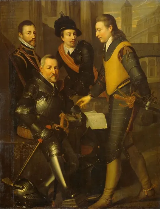 Framed Print : Group Portrait of the Four Brothers of William I, Prince of Orange: Jan, Hendrik... c1630. Creator: Wybrand Simonsz. de Geest the Elder Framed Print : Group Portrait of the Four Brothers of William I, Prince of Orange: Jan, Hendrik... c1630. Creator: Wybrand Simonsz. de Geest the Elder