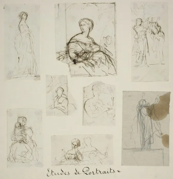 Framed Print : Group of Portrait and Compositional Studies, n. d. Creator: Jules Elie Delaunay Framed Print : Group of Portrait and Compositional Studies, n. d. Creator: Jules Elie Delaunay