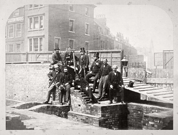 Group portrait of the Holborn Valley Improvements Committee at Holborn Viaduct, London, 1869