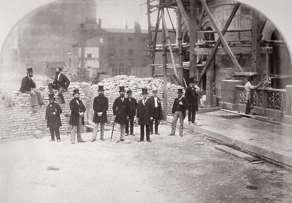 Group portrait of the Holborn Valley Improvements Committee on Holborn Viaduct London, 1869