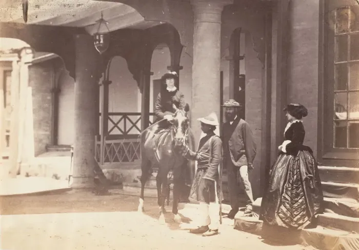 Framed Print : Group Portrait: (L to R) Lady Canning, Major Jones and Lady Campbell, Barnes Court, Simla Framed Print : Group Portrait: (L to R) Lady Canning, Major Jones and Lady Campbell, Barnes Court, Simla