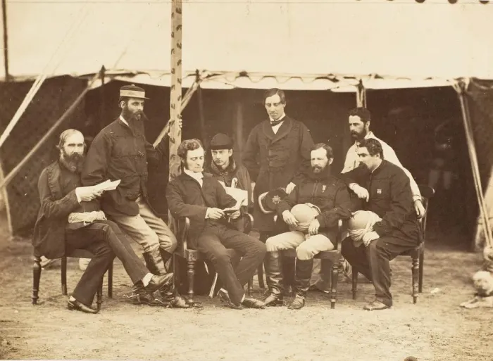 Framed Print : Group Portrait: (L-R)Col. Yule P. W. D. Major Jones A. D. C. Mr. Walters, Captain Stanley