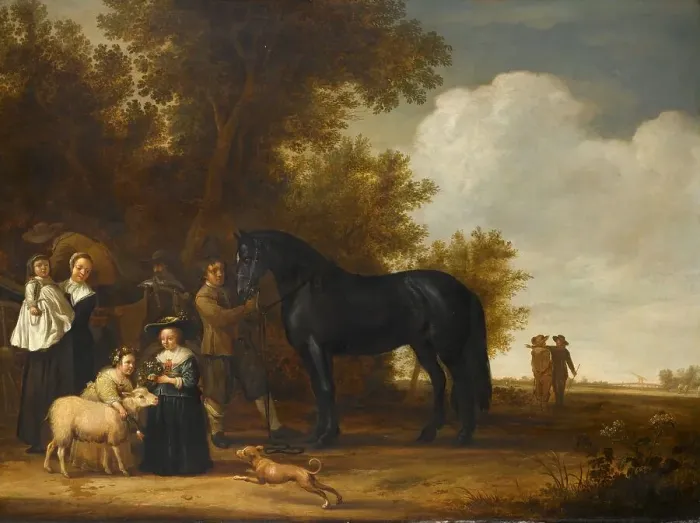 Framed Print : Group Portrait in a Landscape, c.1638-c.1640. Creator: Anon Framed Print : Group Portrait in a Landscape, c.1638-c.1640. Creator: Anon