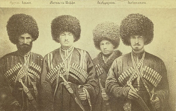 Group portrait of four men from Transcaucasus region, between 1870 and 1886. Creator: Unknown