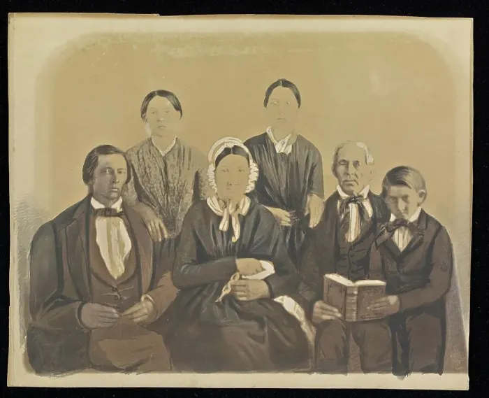 Framed Print : Group portrait of the Pratt family and Uriah King, 1848. Creator: Unknown Framed Print : Group portrait of the Pratt family and Uriah King, 1848. Creator: Unknown