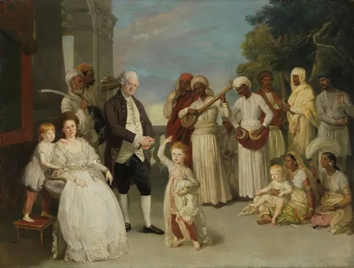 Framed Print : Group Portrait of Sir Elijah and Lady Impey, 1783. Creator: Johan Zoffany Framed Print : Group Portrait of Sir Elijah and Lady Impey, 1783. Creator: Johan Zoffany