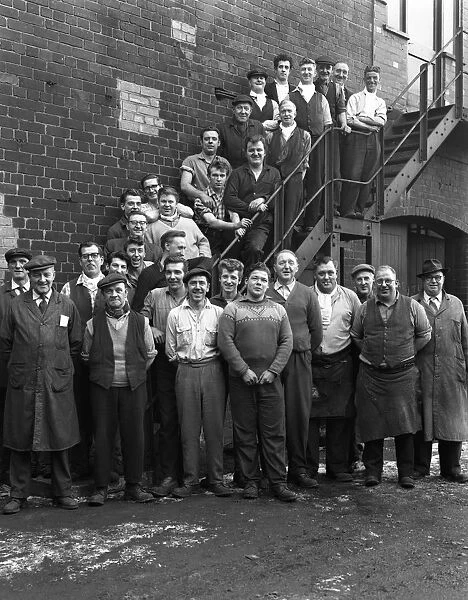 Group portrait of workers, Edgar Allens steel foundry, Sheffield, South Yorkshire, 1963