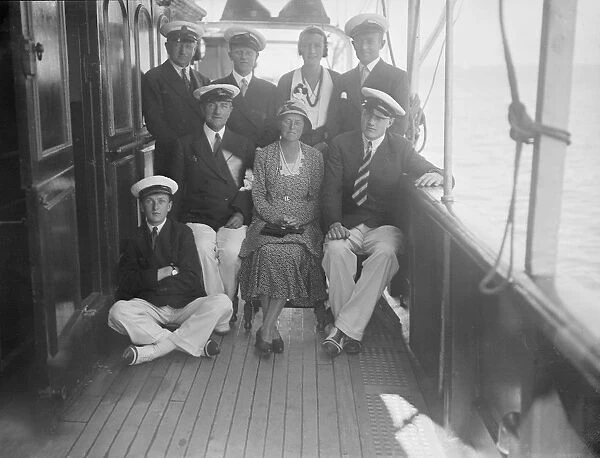 Group portrait on a yacht, Isle of Wight, c1935. Creator: Kirk & Sons of Cowes