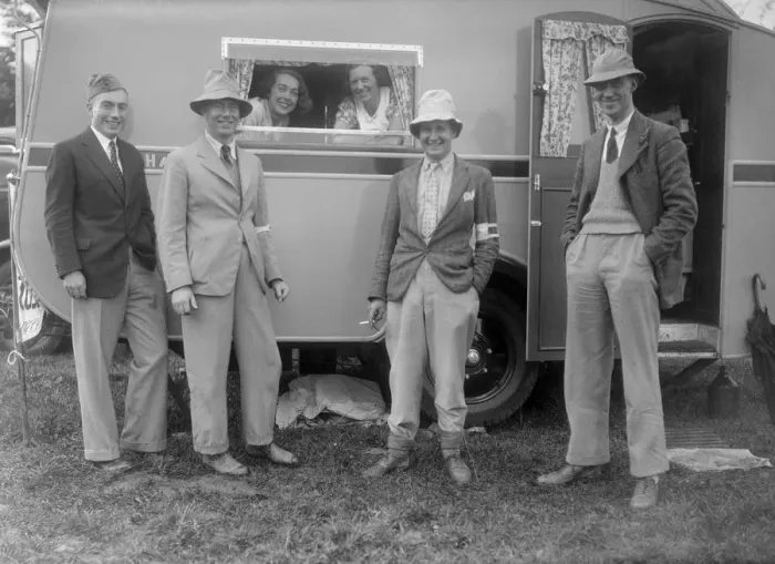 Framed Print : Group portrat at Shelsley Walsh, Worcestershire, during the Blackpool Rally, 1937 Framed Print : Group portrat at Shelsley Walsh, Worcestershire, during the Blackpool Rally, 1937