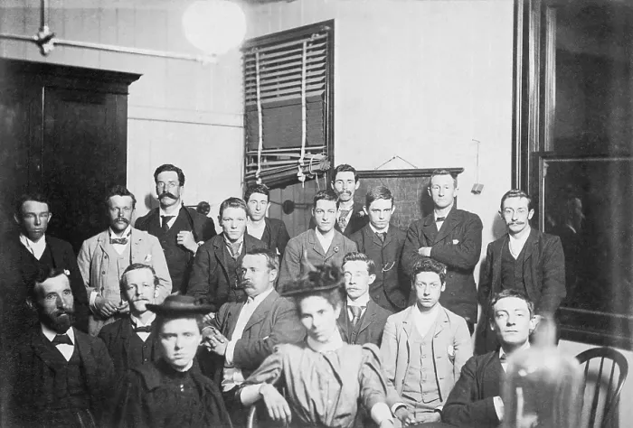 Framed Print : Group posed photo with Dr Wilton W.R. Love with Chemistry / Pharmacy students, 1894. Creator: Unknown Framed Print : Group posed photo with Dr Wilton W.R. Love with Chemistry / Pharmacy students, 1894. Creator: Unknown