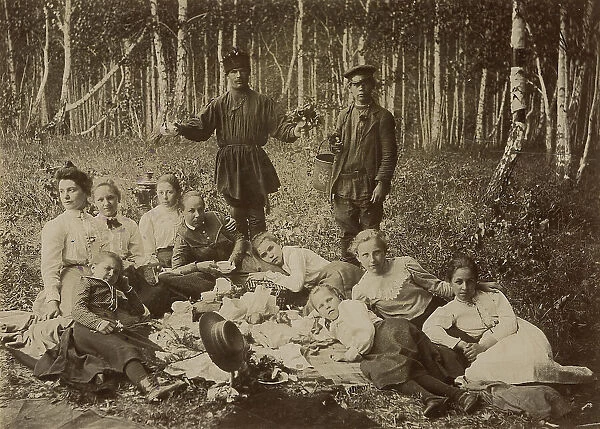 A group of pupils and teachers of the Krasnoyarsk Women's Gymnasium on a summer walk...1890. Creator: Unknown