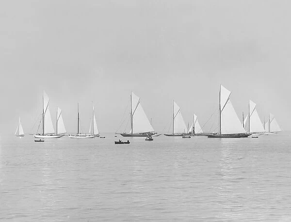 Group of racing yachts before the start of the Cowes to Weymouth Race, 1913. Creator