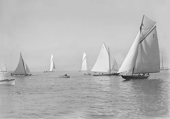 Framed Print : Group of rater yachts, date unknown. Creator: Kirk & Sons of Cowes Framed Print : Group of rater yachts, date unknown. Creator: Kirk & Sons of Cowes