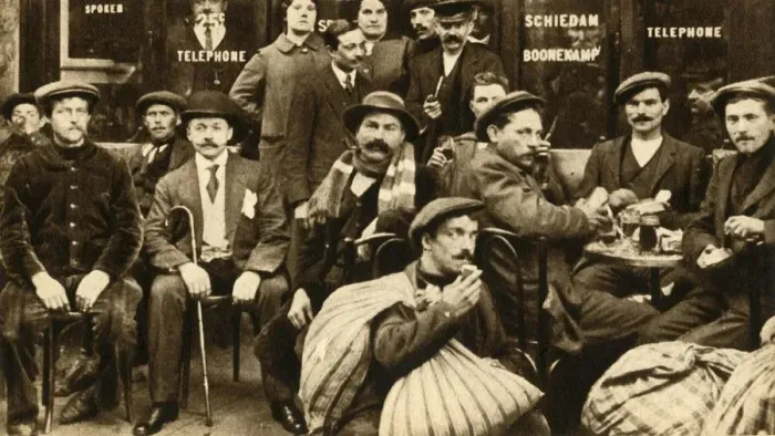 Framed Print : A group of refugee field-workers at a cafe in Paris, First World War, 1914-1918, (1933) Framed Print : A group of refugee field-workers at a cafe in Paris, First World War, 1914-1918, (1933)