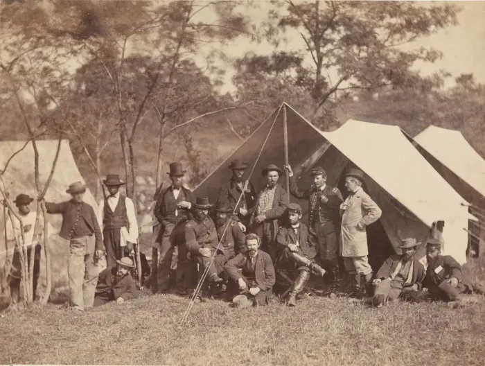 Framed Print : Group at Secret Service Department, Headquarters, Army of the Potomac, Antietam Framed Print : Group at Secret Service Department, Headquarters, Army of the Potomac, Antietam