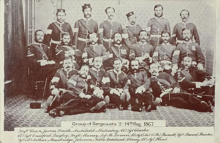 Framed Print : Group of Sergeants 2-14th Regiments, 1867, 1867. Creator: William Francis Gordon Framed Print : Group of Sergeants 2-14th Regiments, 1867, 1867. Creator: William Francis Gordon