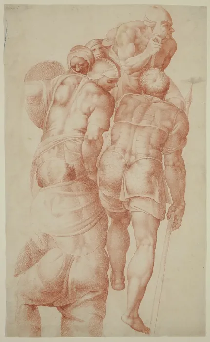 Framed Print : A Group of Soldiers from the Crucifixion of Saint Peter, after 1550. Creator: Unknown Italian; After Michelangelo Italian, 1475-1564 Framed Print : A Group of Soldiers from the Crucifixion of Saint Peter, after 1550. Creator: Unknown Italian; After Michelangelo Italian, 1475-1564