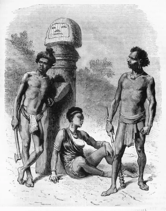 Framed Print : Group of Sontals, natives of the Rajmahal Mountains (Bengal), c1891. Creator: James Grant Framed Print : Group of Sontals, natives of the Rajmahal Mountains (Bengal), c1891. Creator: James Grant